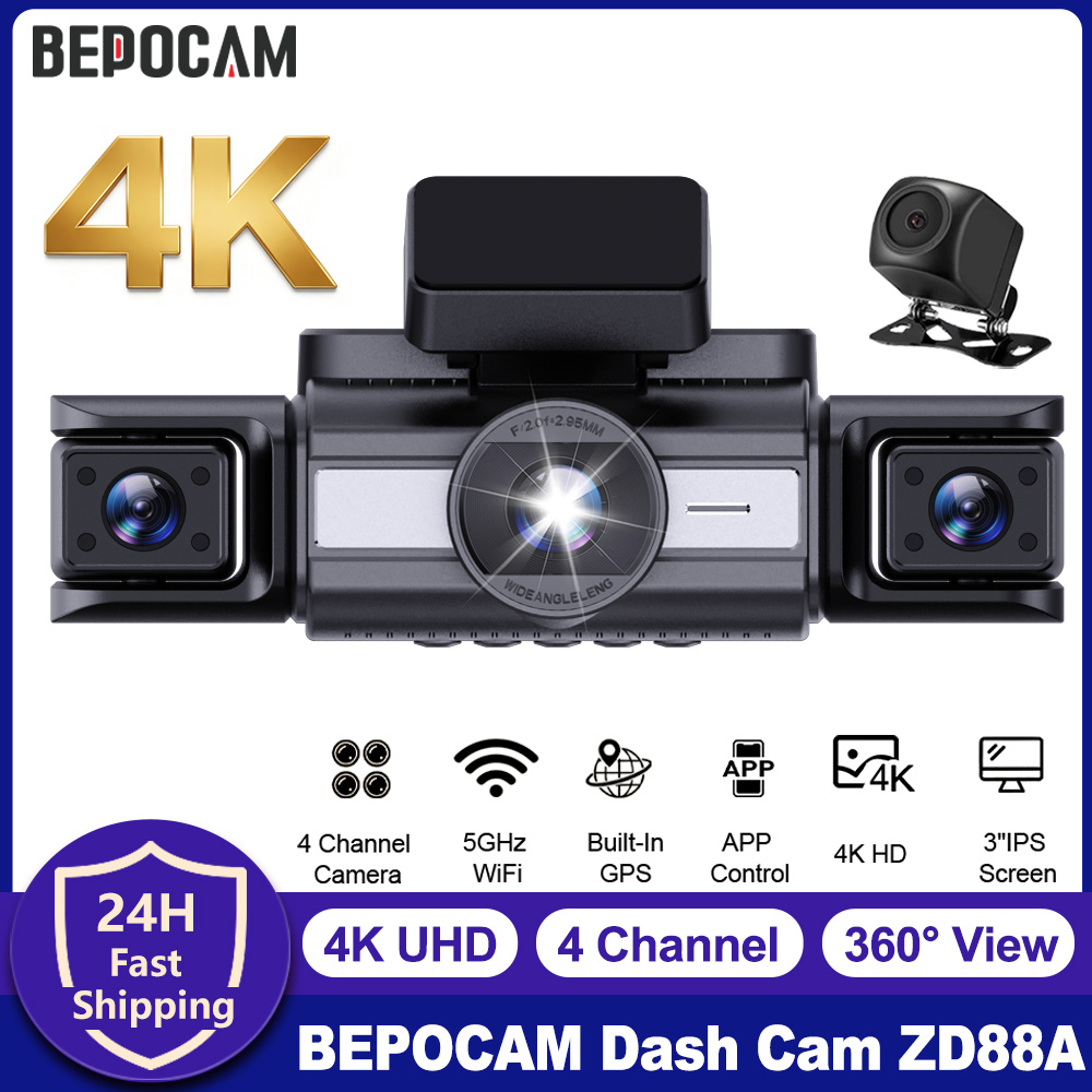 Panoramic Dash Cam 360 - BEPOCAM 4 Kanallı Araç Kamerası 4K