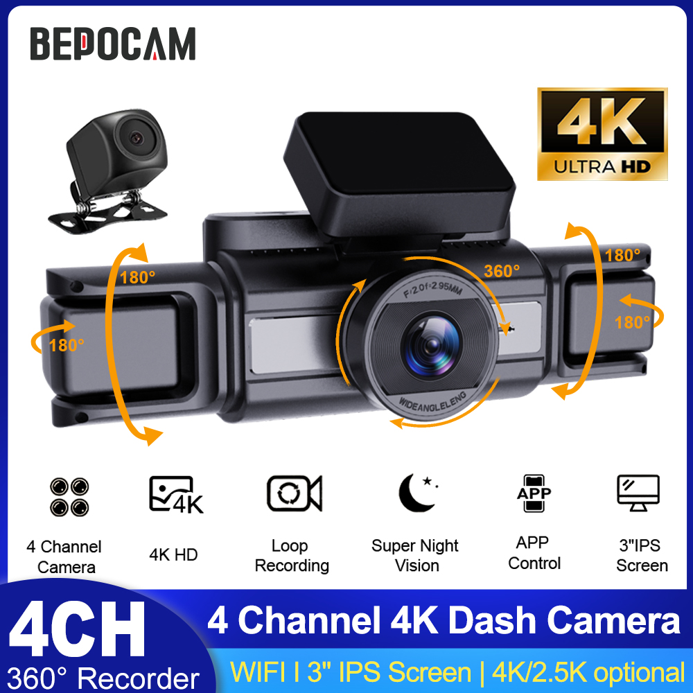 BEPOCAM 4CH 4K Araçlar için 36 - Panoramic Dash Cam 360 incelemesi ve fiyatı