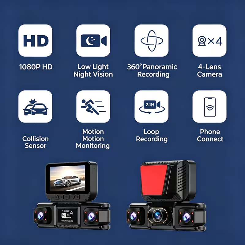 3/4 Kanal WiFi 360 °   Panoram - Panoramic Dash Cam 360 incelemesi ve fiyatı